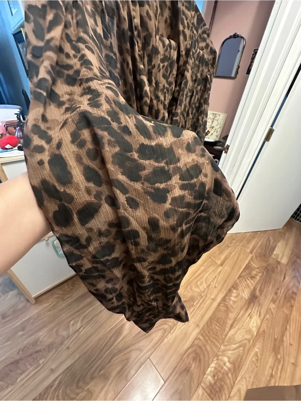 Sheer Leopard Print Button-Up Blouse - Picture 4 of 5